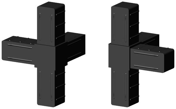 4er Verbinder für 25x25x2mm Profil - Kunststoff - schwarz