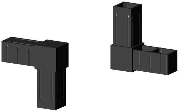 Winkel Verbinder für 25x25x2mm Profil. Farbe: grau